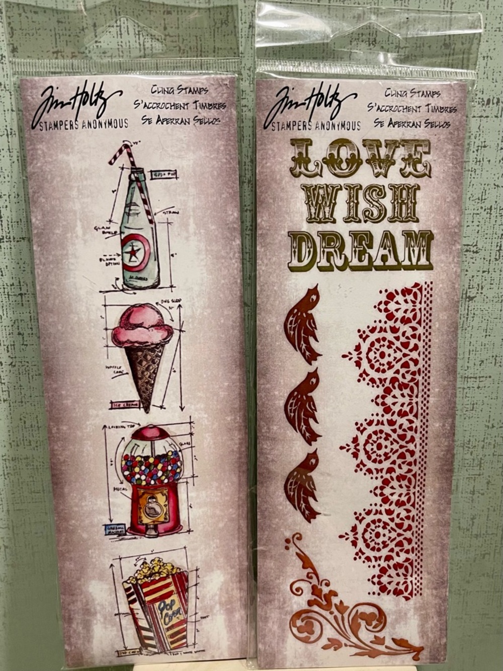 Tim Holtz Stamper's Anonymous Cling Stamp Sheets - Ice Cream & Sentiment Designs